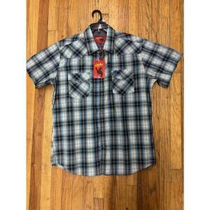 NEW RODEO CLOTHING men’s short sleeve plaid button-down shirt in 478